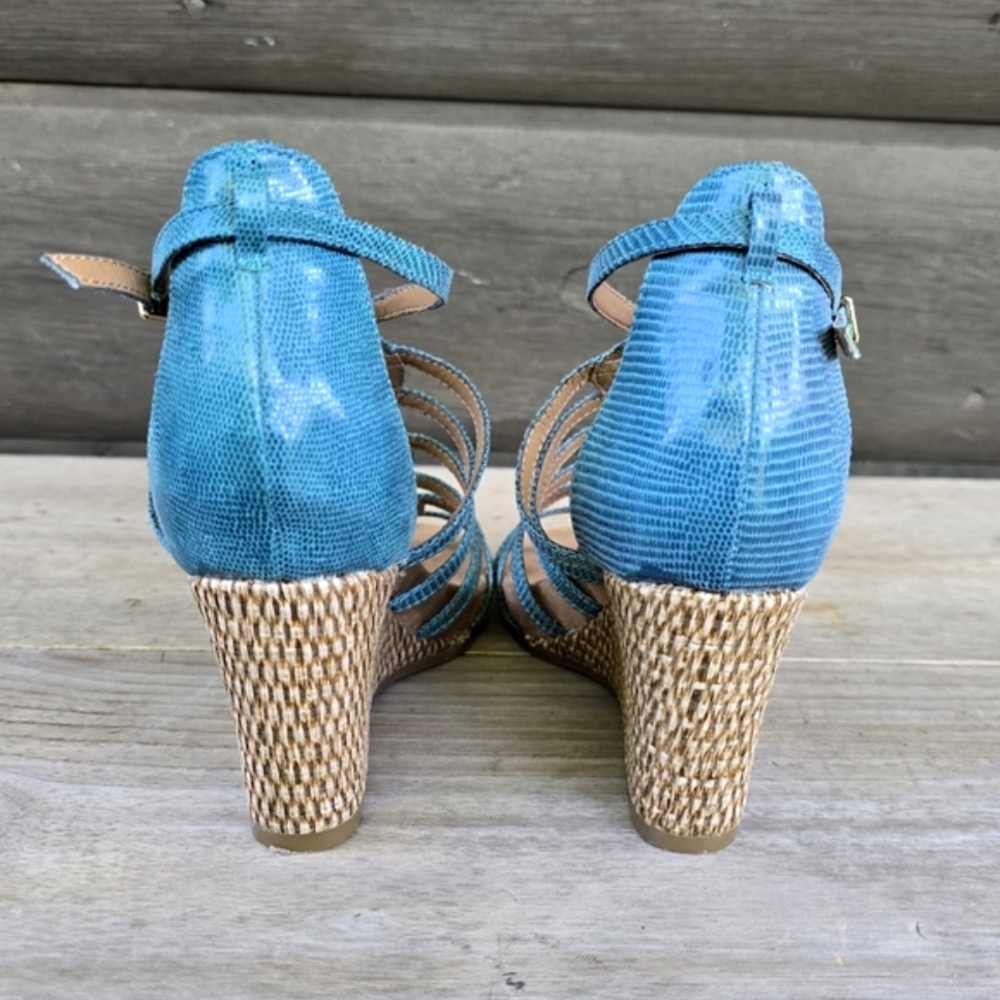 AEROSOLES Great Plush Coastal Boho Luxe Caged Comfort Cork Wedge Sandals 7M - Picture 12 of 16